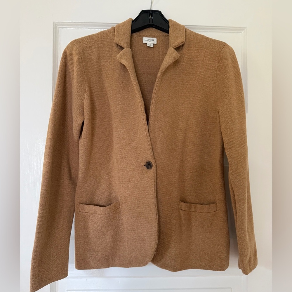 J. Crew Women's Camel Single-Button Knit Blazer